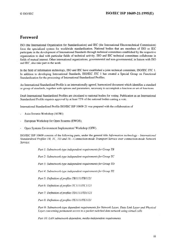 ISO/IEC ISP 10609-21:1995 - Information technology -- International Standardized Profiles TB, TC, TD and TE -- Connection-mode Transport Service over connection-mode Network Service