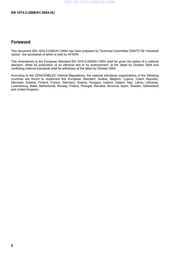 EN 1074-2:2000/A1:2004 EN 1074-2:2001/A1:2004 - Page 4 preview