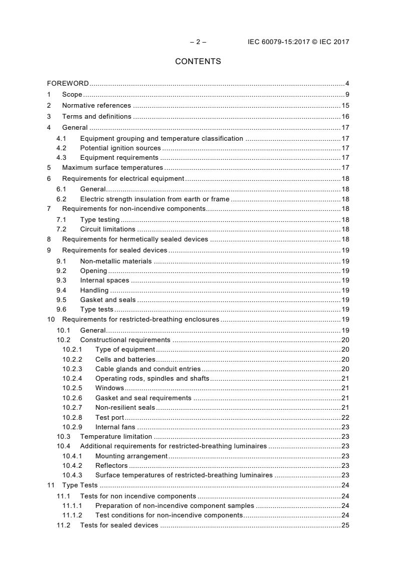 IEC 60079-15:2017 IEC 60079-15:2017 - Explosive atmospheres - Part 15: Equipment protection by type of protection "n" - Page 4 preview