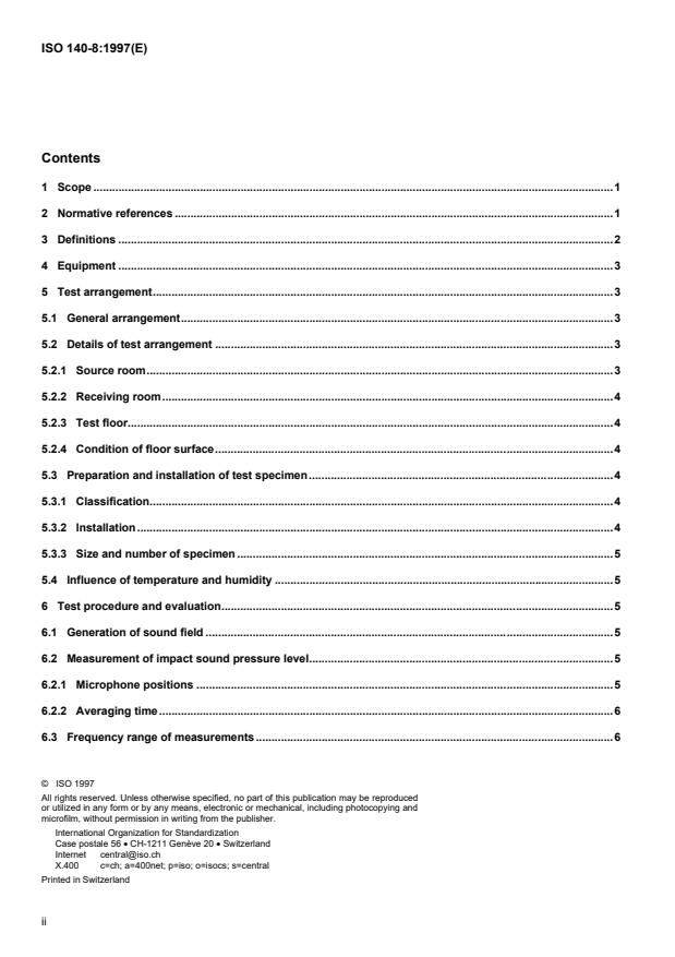 ISO 140-8:1997 ISO 140-8:1997 - Acoustics -- Measurement of sound insulation in buildings and of building elements - Page 2 preview