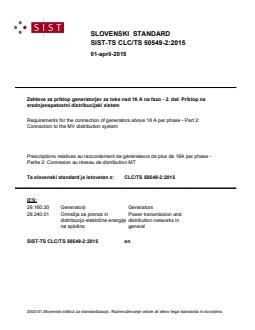 CLC/TS 50549-2:2015 TS CLC/TS 50549-2:2015 - BARVE - Page 1 preview