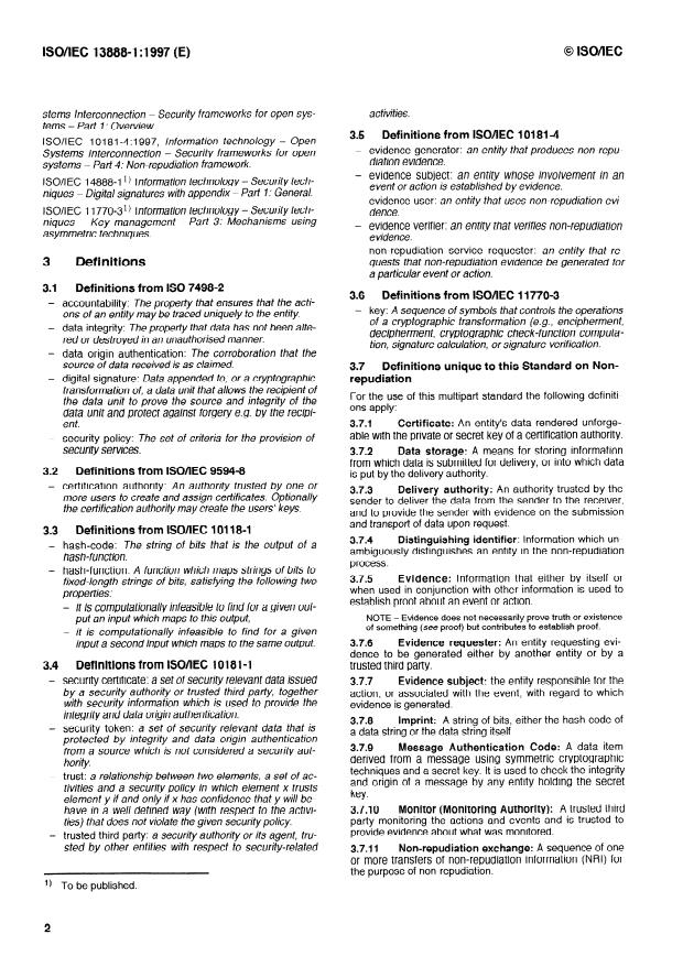 ISO/IEC 13888-1:1997 ISO/IEC 13888-1:1997 - Information technology -- Security techniques -- Non-repudiation - Page 4 preview