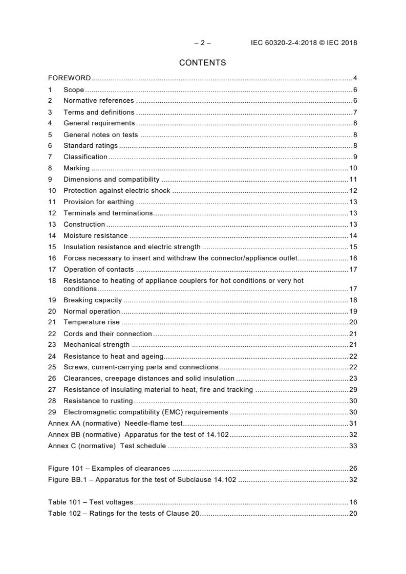 IEC 60320-2-4:2018 IEC 60320-2-4:2018 - Appliance couplers for household and similar general purposes - Part 2-4: Couplers dependent on appliance weight for engagement - Page 4 preview