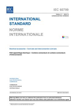 IEC 60799:2018+AMD1:2022 CSV - Electrical accessories - Cord sets and interconnection cord sets
Released:10/27/2022 - Page 3 preview
