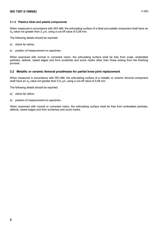 ISO 7207-2:1998 ISO 7207-2:1998 - Implants for surgery -- Components for partial and total knee joint prostheses - Page 4 preview