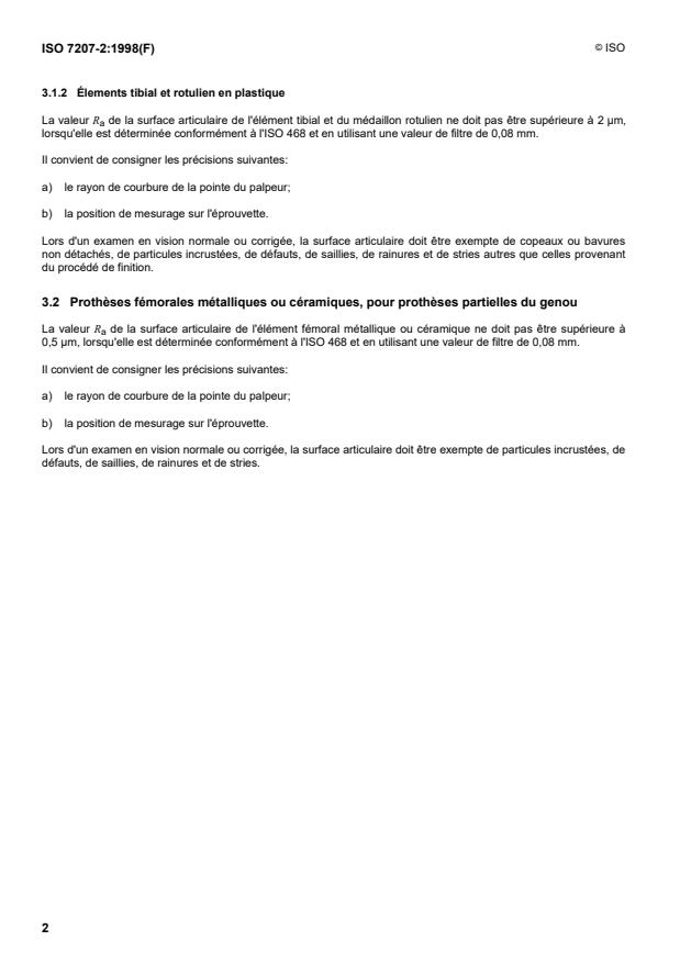 ISO 7207-2:1998 ISO 7207-2:1998 - Implants chirurgicaux -- Éléments de protheses partielle et totale de l'articulation du genou - Page 4 preview