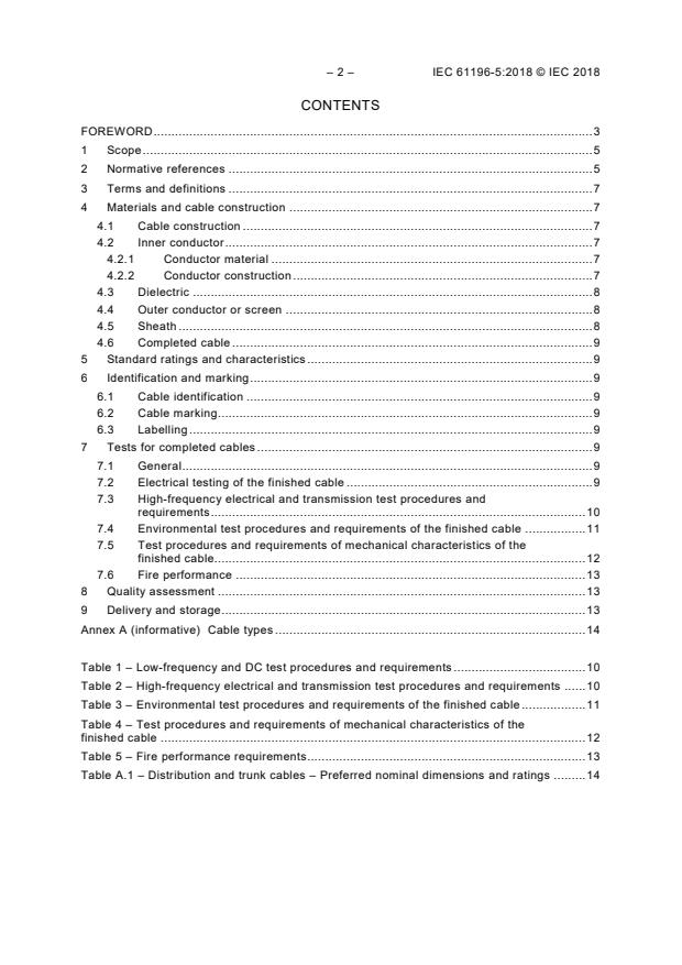 IEC 61196-5:2018 IEC 61196-5:2018 - Coaxial communication cables - Part 5: Sectional specification for CATV trunk and distribution cables - Page 4 preview