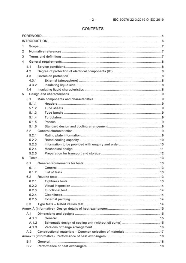IEC 60076-22-3:2019 IEC 60076-22-3:2019 - Power transformers - Part 22-3: Power transformer and reactor fittings - Insulating liquid to air heat exchangers - Page 4 preview