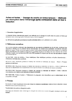 ISO 13902:1997 - Aciers et fontes — Dosage du soufre en fortes teneurs — Méthode par absorption dans l'infrarouge après combustion dans un four à induction
Released:8/21/1997 - Page 3 preview
