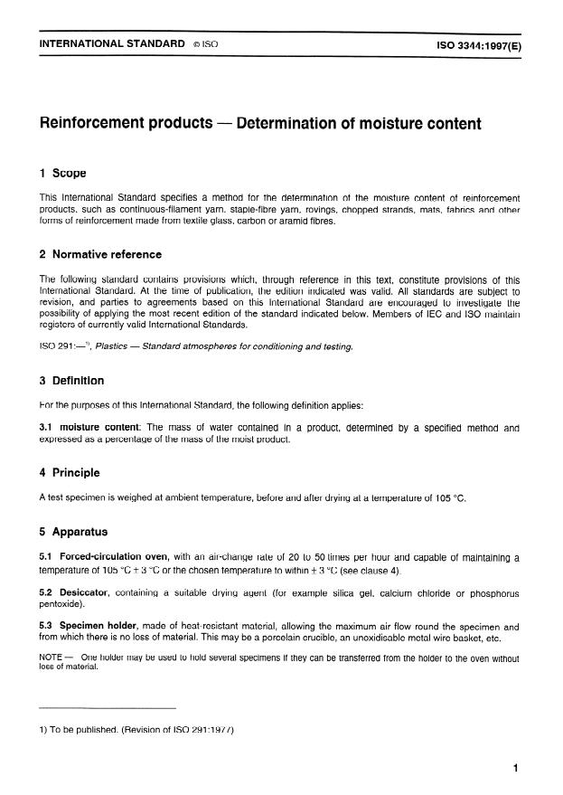 ISO 3344:1997 - Reinforcement products -- Determination of moisture content
