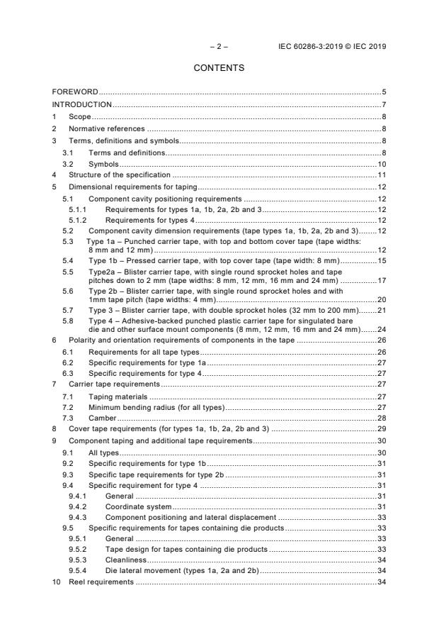 IEC 60286-3:2019 IEC 60286-3:2019 - Packaging of components for automatic handling - Part 3: Packaging of surface mount components on continuous tapes - Page 4 preview