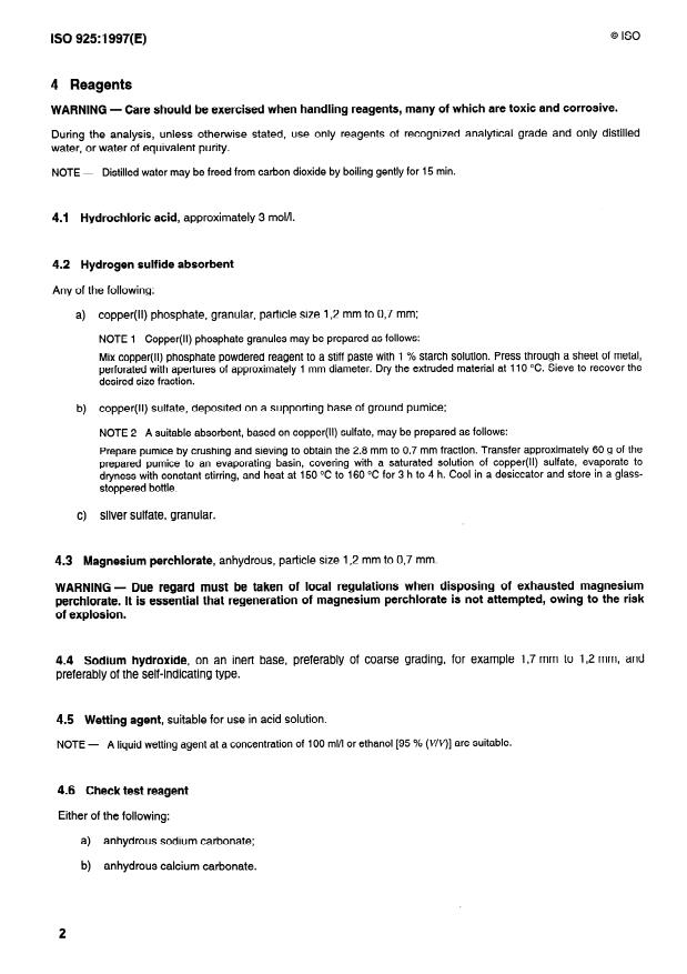 ISO 925:1997 ISO 925:1997 - Solid mineral fuels -- Determination of carbonate carbon content -- Gravimetric method - Page 4 preview