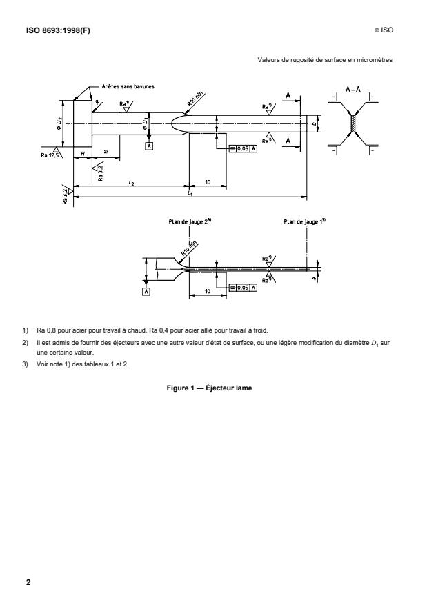 ISO 8693:1998 ISO 8693:1998 - Outillage de moulage -- Éjecteurs lames - Page 4 preview