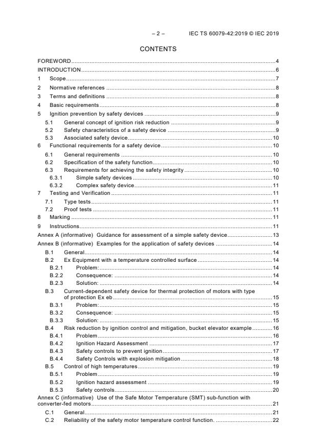 IEC TS 60079-42:2019 IEC TS 60079-42:2019 - Explosive atmospheres - Part 42: Electrical safety devices for the control of potential ignition sources for Ex-Equipment
Released:4/17/2019
Isbn:9782832268070 - Page 4 preview