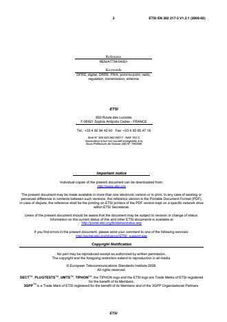SIST EN 302 217-3 V1.2.1:2008 ETSI EN 302 217-3 V1.2.1 (2008-02) - Fixed Radio Systems; Characteristics and requirements for point-to-point equipment and antennas; Part 3: Harmonized EN covering essential requirements of article 3.2 of R&TTE Directive for equipment operating in frequency bands where simplified or no frequency co-ordination procedures are applied - Page 2 preview