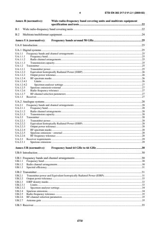 SIST EN 302 217-3 V1.2.1:2008 ETSI EN 302 217-3 V1.2.1 (2008-02) - Fixed Radio Systems; Characteristics and requirements for point-to-point equipment and antennas; Part 3: Harmonized EN covering essential requirements of article 3.2 of R&TTE Directive for equipment operating in frequency bands where simplified or no frequency co-ordination procedures are applied - Page 4 preview