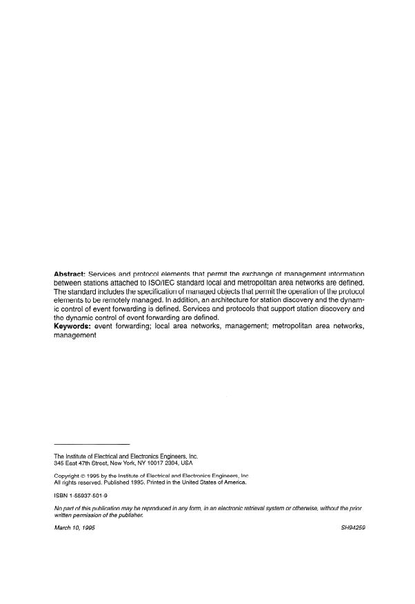 ISO/IEC 15802-2:1995 ISO/IEC 15802-2:1995 - Information technology -- Telecommunications and information exchange between systems -- Local and metropolitan area networks -- Common specifications - Page 2 preview