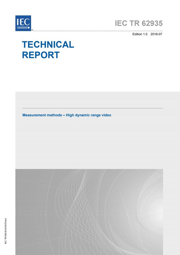 IEC TR 62935:2016 - Measurement methods - High dynamic range video