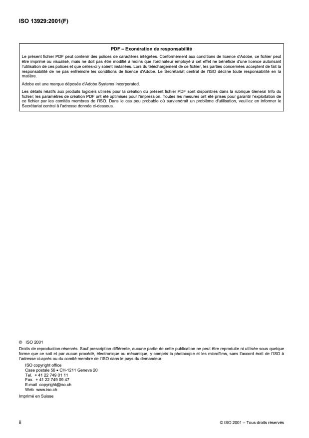 ISO 13929:2001 ISO 13929:2001 - Petits navires -- Appareils a gouverner -- Transmissions a engrenages - Page 2 preview