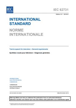 IEC 62731:2018 IEC 62731:2018 - Text-to-speech for television - General requirements - Page 3 preview