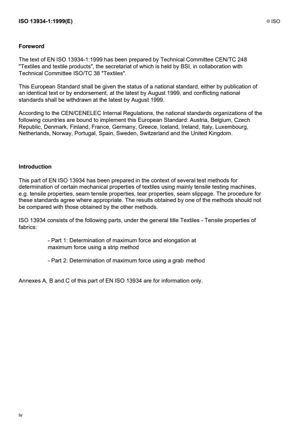 ISO 13934-1:1999 ISO 13934-1:1999 - Textiles -- Tensile properties of fabrics - Page 4 preview