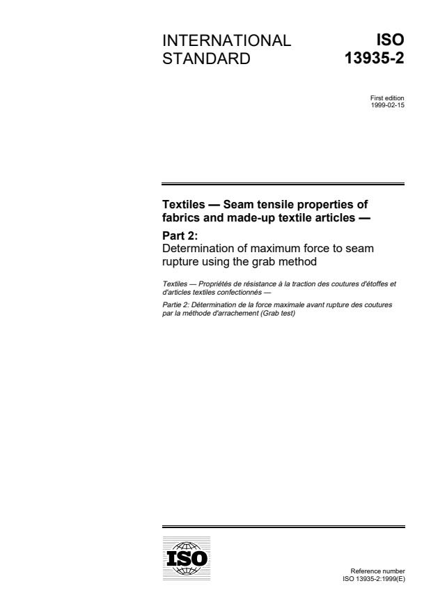 ISO 13935-2:1999 - Textiles -- Seam tensile properties of fabrics and made-up textile articles
