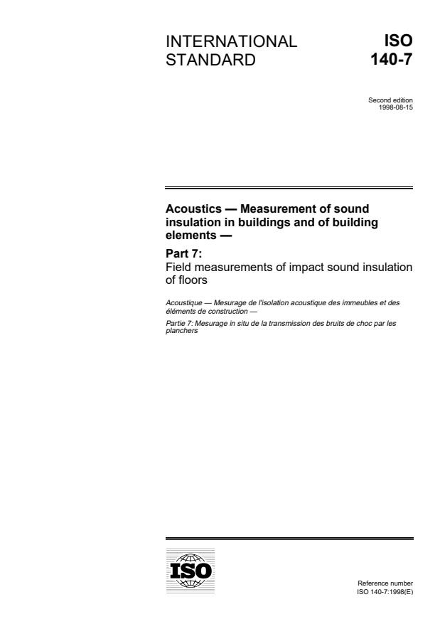 ISO 140-7:1998 - Acoustics -- Measurement of sound insulation in buildings and of building elements
