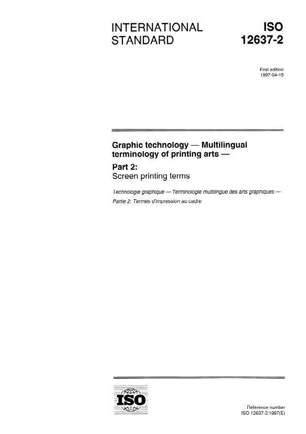 ISO 12637-2:1997 - Graphic technology -- Multilingual terminology of printing arts