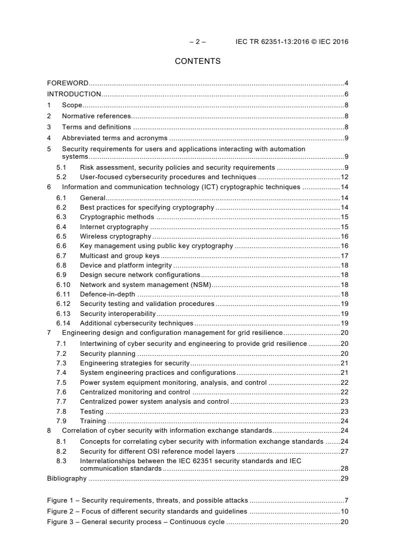 IEC TR 62351-13:2016 IEC TR 62351-13:2016 - Power systems management and associated information exchange - Data and communications security - Part 13: Guidelines on security topics to be covered in standards and specifications - Page 4 preview