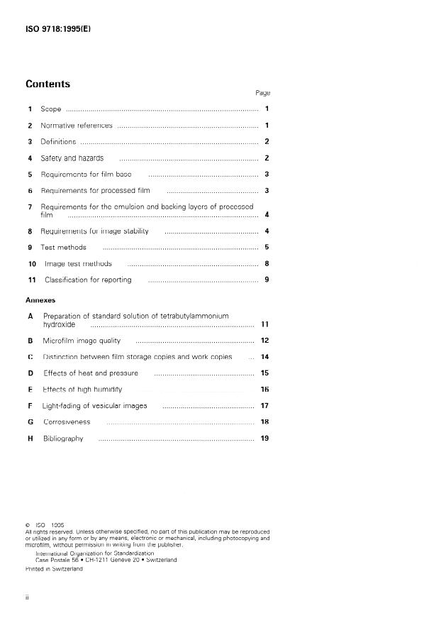 ISO 9718:1995 ISO 9718:1995 - Photography -- Processed vesicular photographic film -- Specifications for stability - Page 2 preview