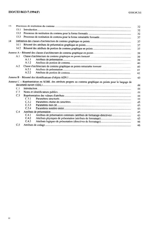 ISO/IEC 8613-7:1994 ISO/IEC 8613-7:1994 - Technologies de l'information -- Architecture de document ouverte (ODA) et format de transfert: Architecture de contenu graphiques en points - Page 4 preview