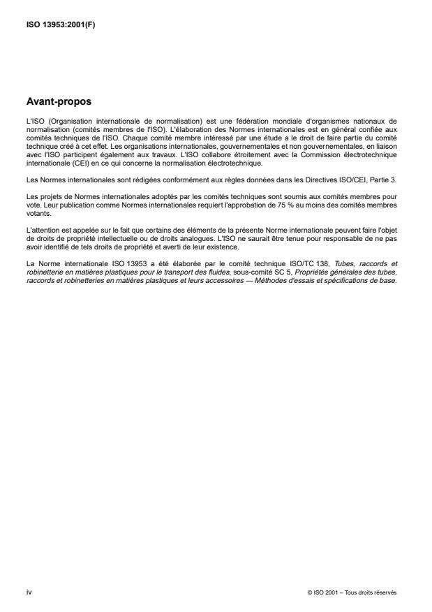 ISO 13953:2001 ISO 13953:2001 - Tubes et raccords en polyéthylene (PE) -- Détermination de la résistance en traction et du mode de rupture d'éprouvettes prélevées dans des assemblages par soudage bout a bout - Page 4 preview