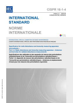 CISPR 16-1-4:2019+AMD1:2020 CSV - Specification for radio disturbance and immunity measuring apparatus and methods - Part 1-4: Radio disturbance and immunity measuring apparatus - Antennas and test sites for radiated disturbance measurements
Released:6/15/2020
Isbn:9782832285473 - Page 1 preview