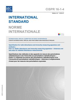 CISPR 16-1-4:2019 - Specification for radio disturbance and immunity measuring apparatus and methods - Part 1-4: Radio disturbance and immunity measuring apparatus - Antennas and test sites for radiated disturbance measurements - Page 1 preview