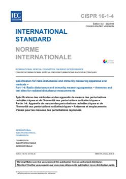 CISPR 16-1-4:2019+AMD1:2020+AMD2:2023 CSV - Specification for radio disturbance and immunity measuring apparatus and methods - Part 1-4: Radio disturbance and immunity measuring apparatus - Antennas and test sites for radiated disturbance measurements
Released:4/13/2023 - Page 3 preview