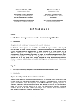 IEC 60315-3:1989/COR1:1994 - Corrigendum 1 - Methods of measurement on radio receivers for various classes of emission. Part 3: Receivers for amplitude-modulated sound-broadcasting emissions
Released:3/1/1994 - Page 1 preview