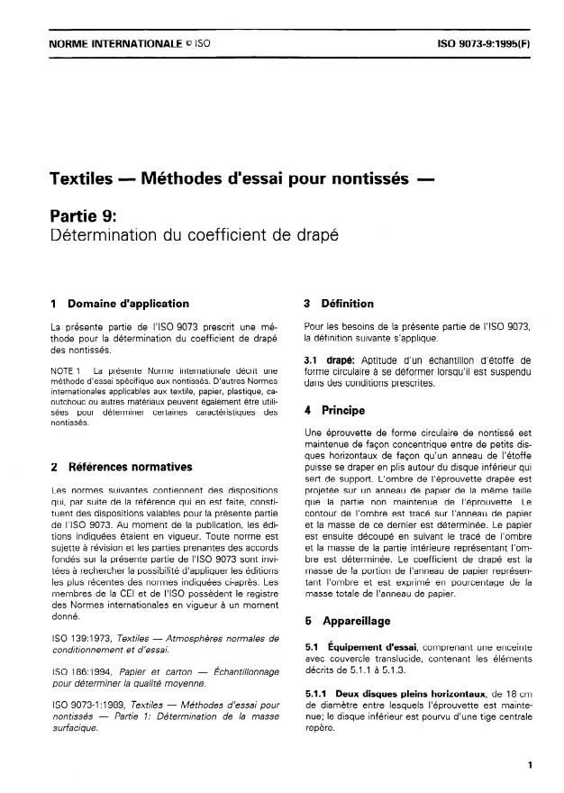 ISO 9073-9:1995 - Textiles -- Méthodes d'essai pour nontissés