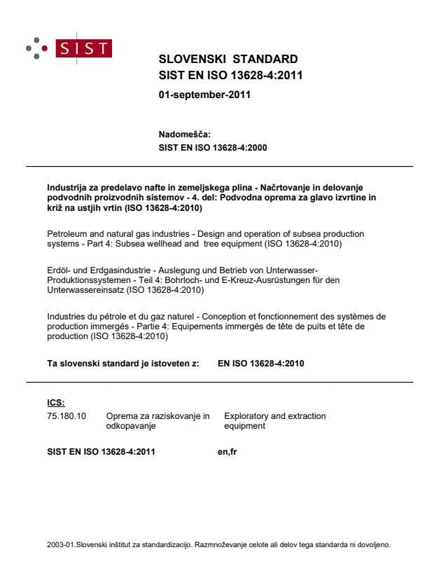 EN ISO 13628-4:2011 - POZOR: k standardu dodaj še Word datoteke na CD-romu
