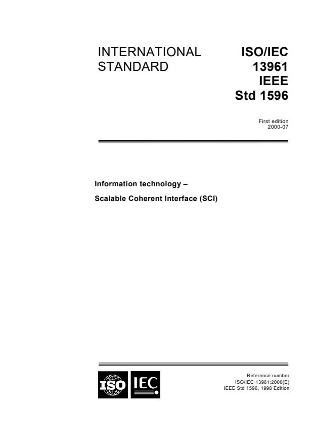 ISO/IEC 13961:2000 - Information technology -- Scalable Coherent Interface (SCI)