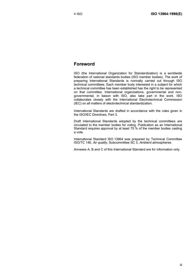 ISO 13964:1998 - Air quality -- Determination of ozone in ambient air -- Ultraviolet photometric method
