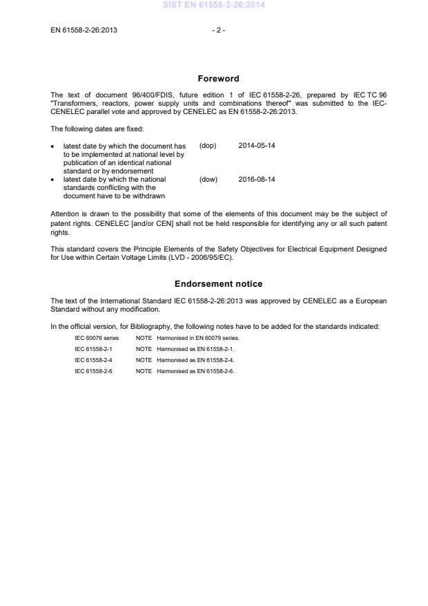 SIST EN 61558-2-26:2014 SIST EN 61558-2-26:2014 - Page 4 preview