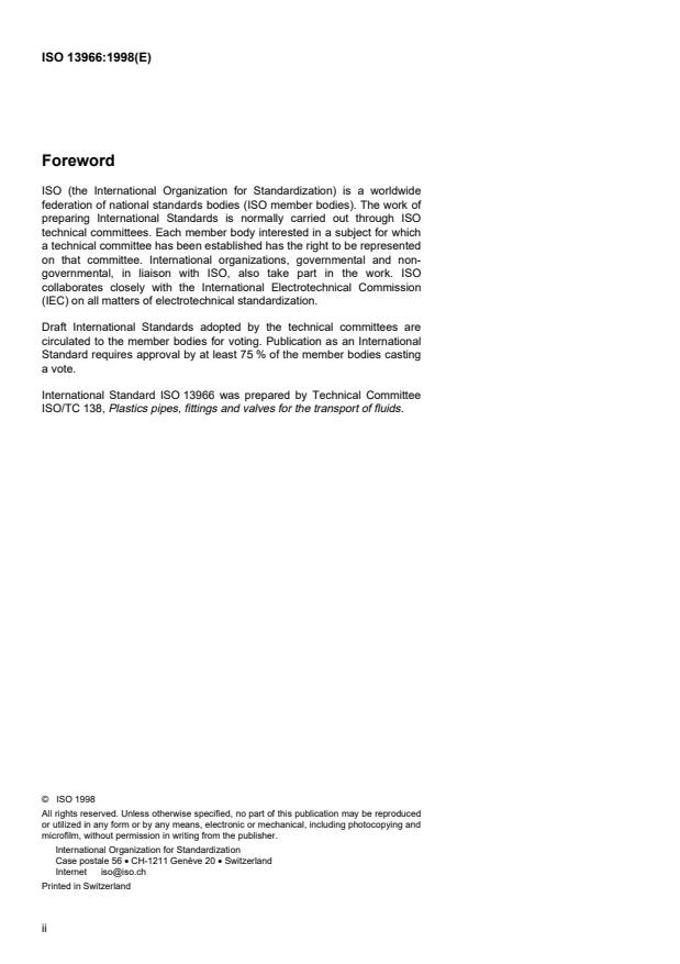 ISO 13966:1998 ISO 13966:1998 - Thermoplastics pipes and fittings -- Nominal ring stiffnesses - Page 2 preview