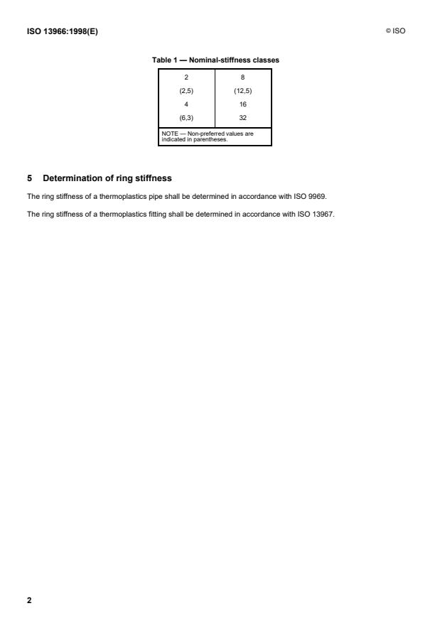 ISO 13966:1998 ISO 13966:1998 - Thermoplastics pipes and fittings -- Nominal ring stiffnesses - Page 4 preview