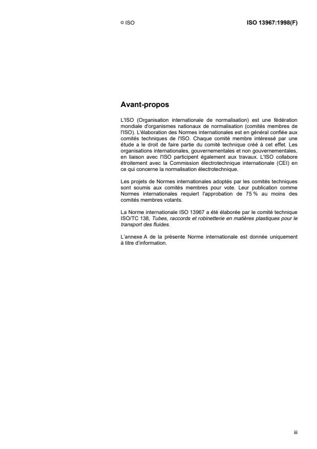 ISO 13967:1998 - Raccords en matieres thermoplastiques -- Détermination de la rigidité annulaire