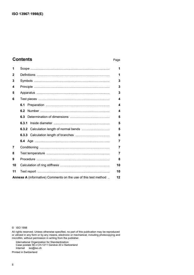 ISO 13967:1998 ISO 13967:1998 - Thermoplastics fittings -- Determination of ring stiffness - Page 2 preview