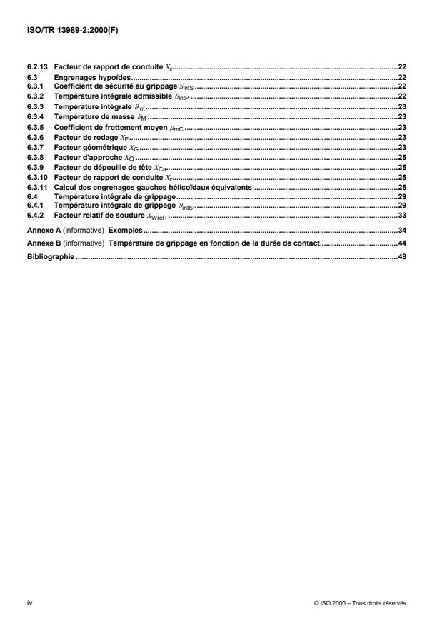 ISO/TR 13989-2:2000 ISO/TR 13989-2:2000 - Calcul de la capacité de charge au grippage des engrenages cylindriques, coniques et hypoides - Page 4 preview
