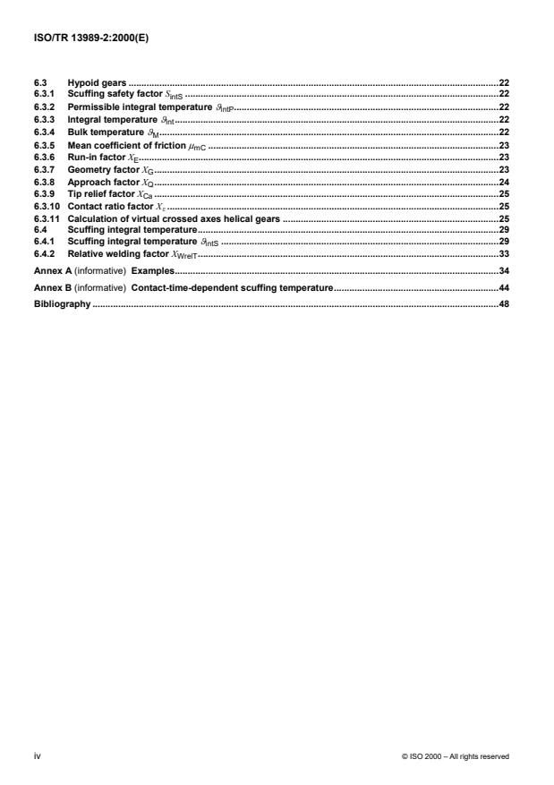 ISO/TR 13989-2:2000 ISO/TR 13989-2:2000 - Calculation of scuffing load capacity of cylindrical, bevel and hypoid gears - Page 4 preview