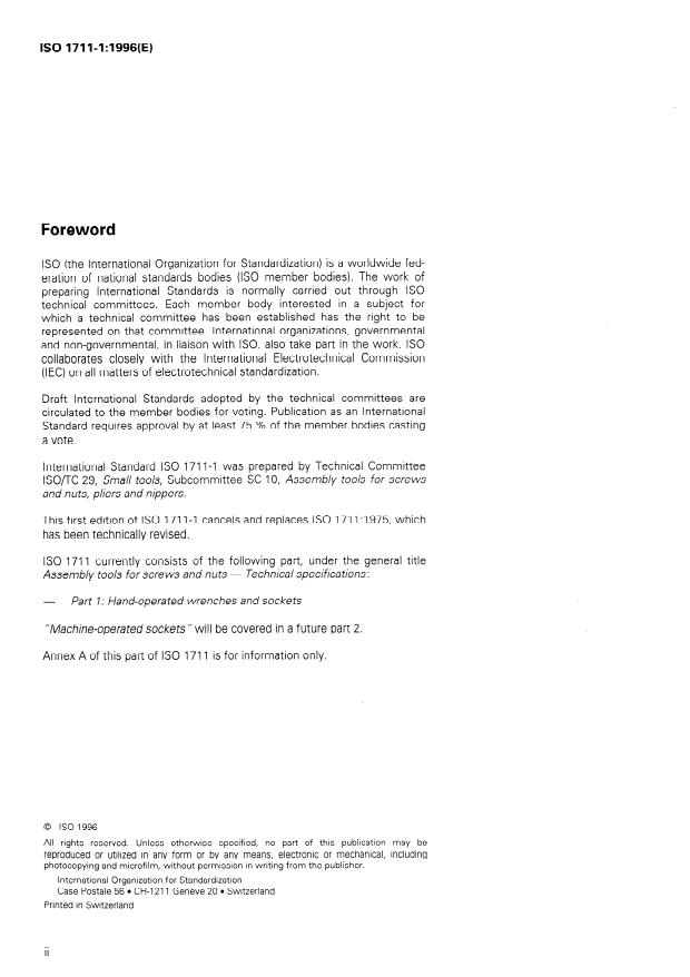 ISO 1711-1:1996 ISO 1711-1:1996 - Assembly tools for screws and nuts -- Technical specifications - Page 2 preview