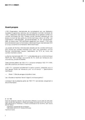 ISO 1711-1:1996 ISO 1711-1:1996 - Outils de manoeuvre pour vis et écrous -- Spécifications techniques - Page 2 preview
