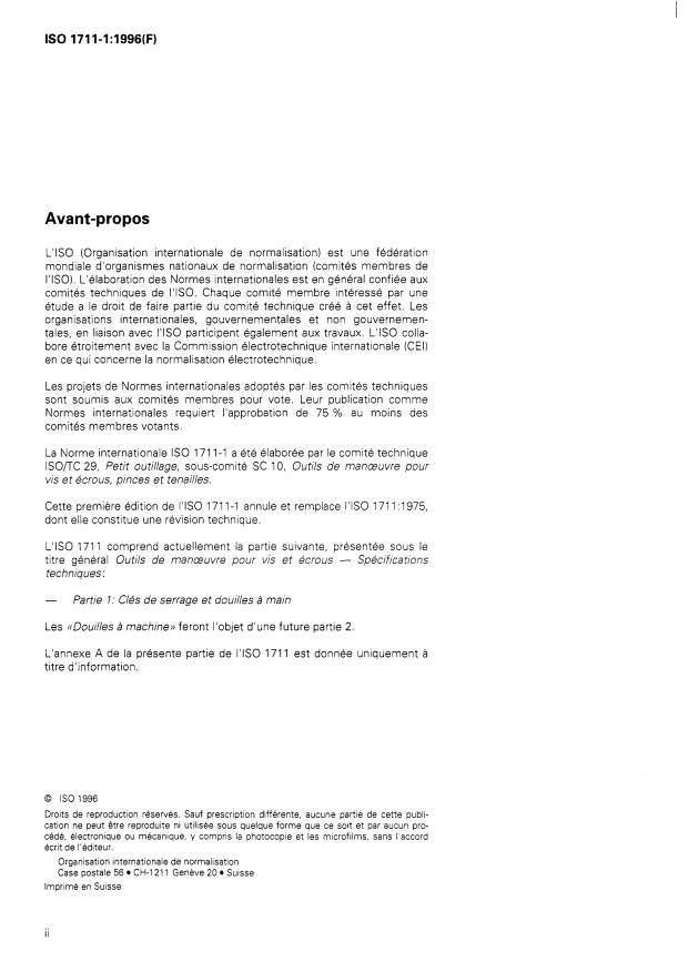 ISO 1711-1:1996 ISO 1711-1:1996 - Outils de manoeuvre pour vis et écrous -- Spécifications techniques - Page 2 preview